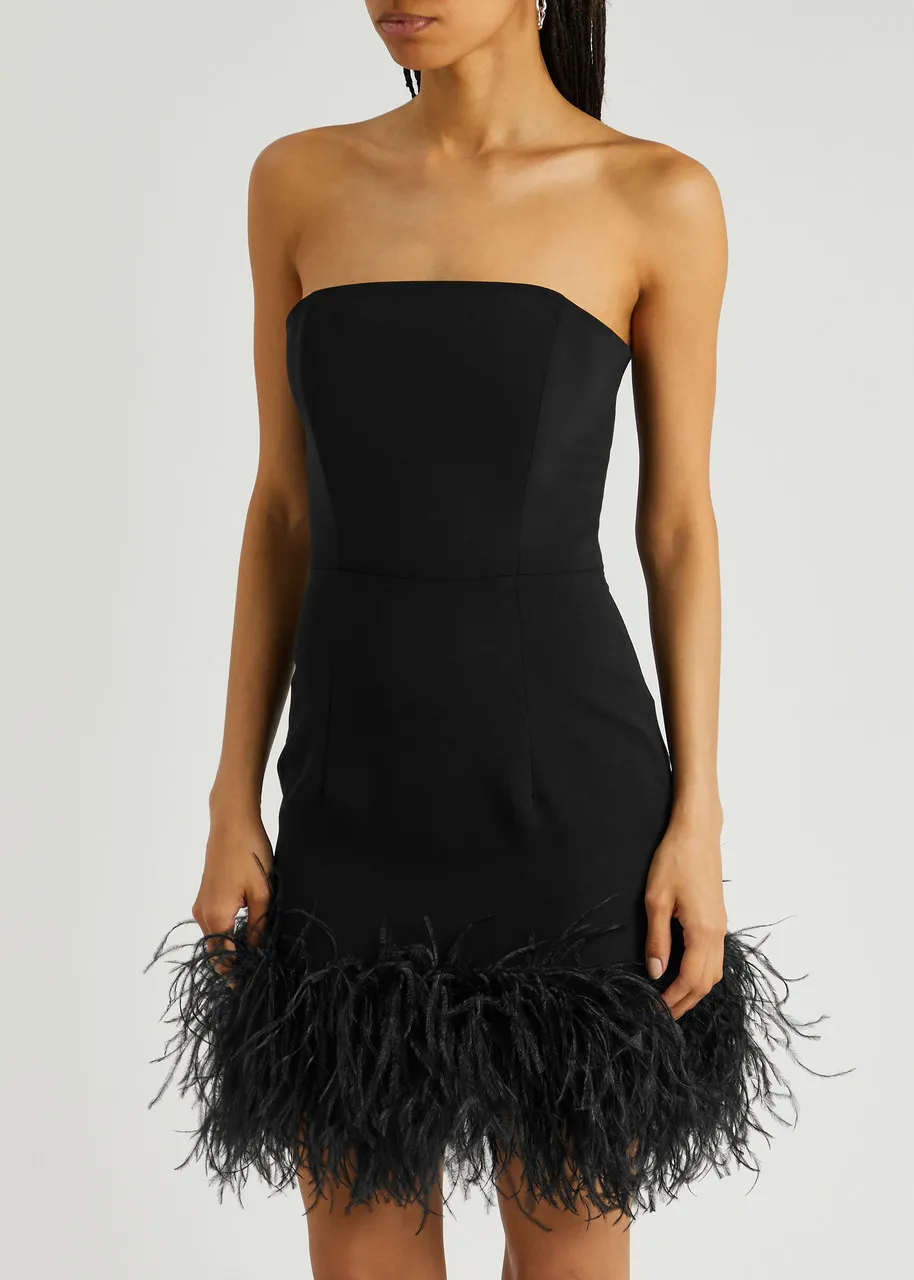 16 ARLINGTON Minelli feather-trimmed mini dress -                         -                     -                