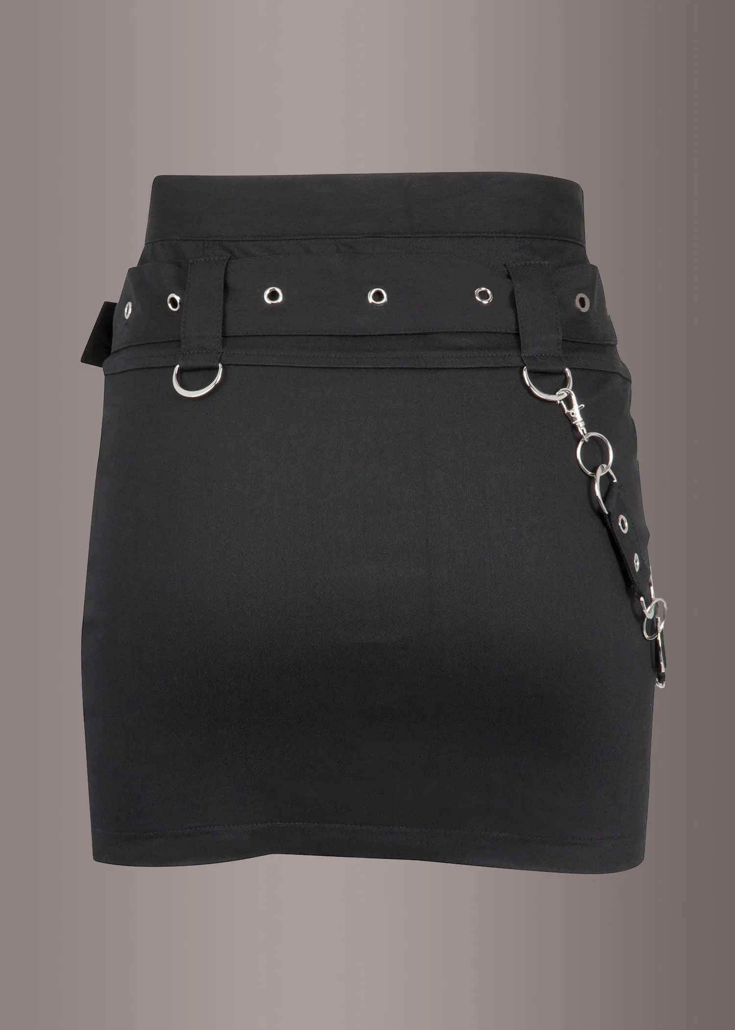 Aces High Mini Skirt with Studs and Buckles