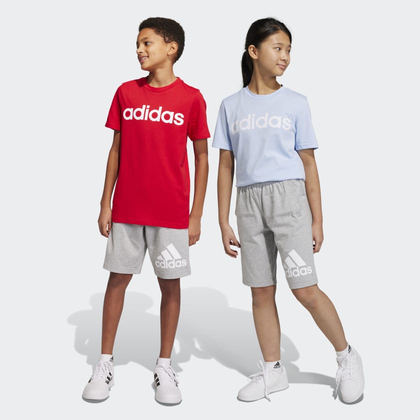 ADIDAS JUNIOR ESSENTIALS BIG LOGO COTTON GREY SHORTS