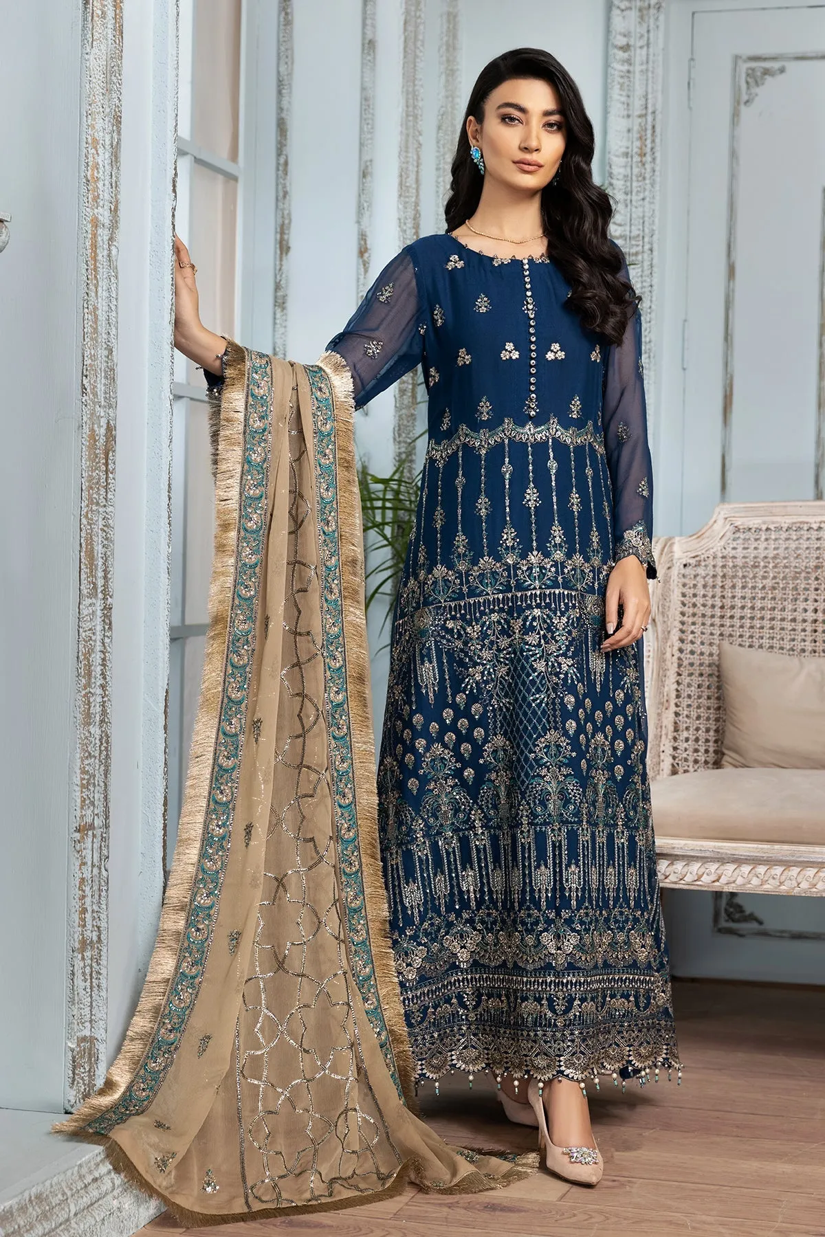 Alizeh Fashion Mah-e-Ru Unstitched Formal 3PC Suit D-06 Nousha