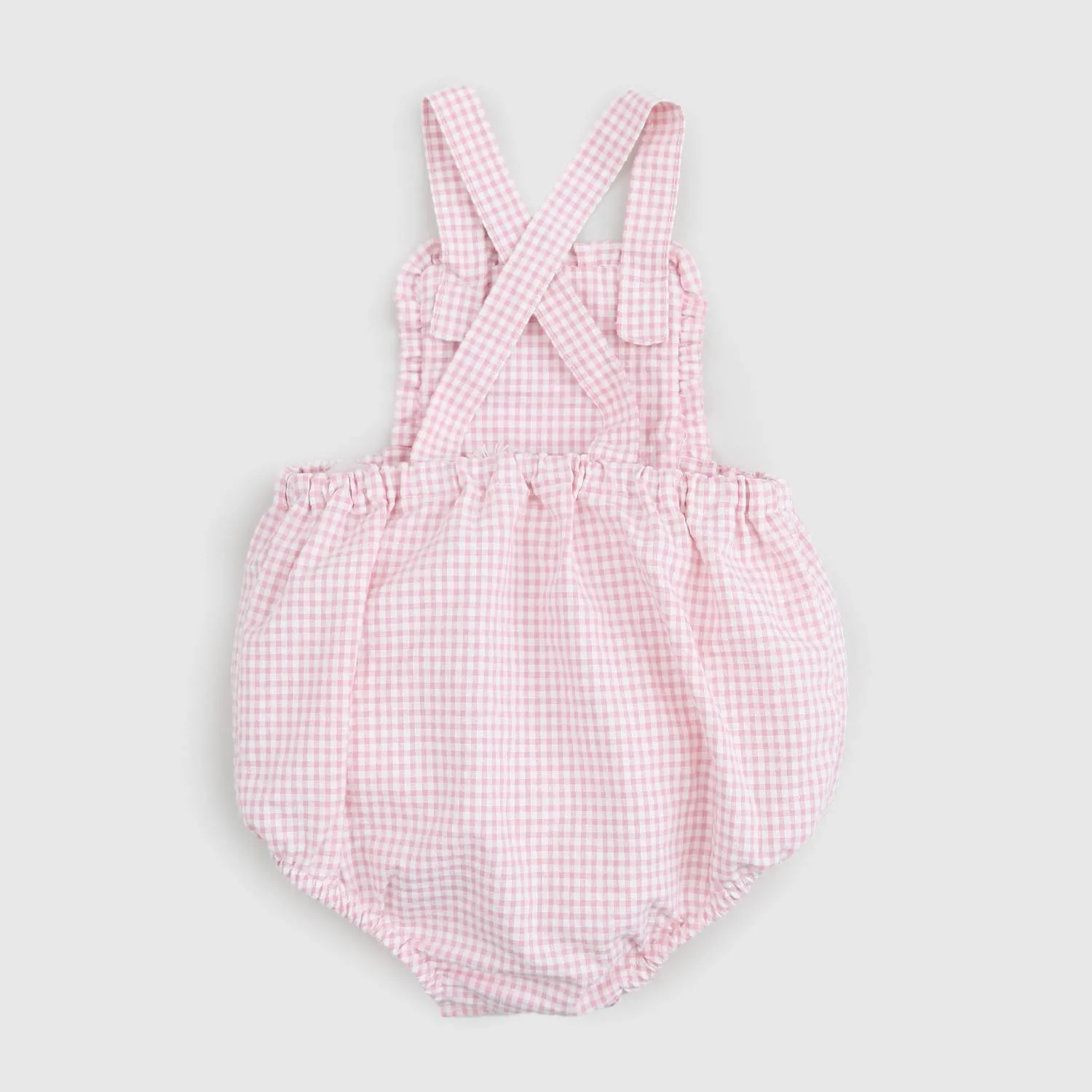 Babe & Tess Baby Girl Pink And White Checked Romper