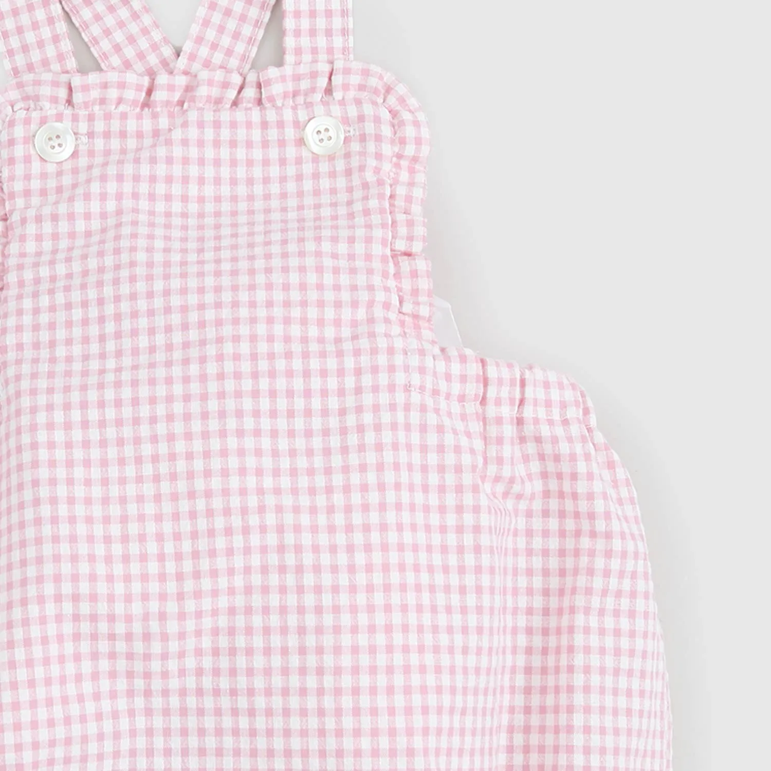 Babe & Tess Baby Girl Pink And White Checked Romper