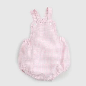 Babe & Tess Baby Girl Pink And White Checked Romper