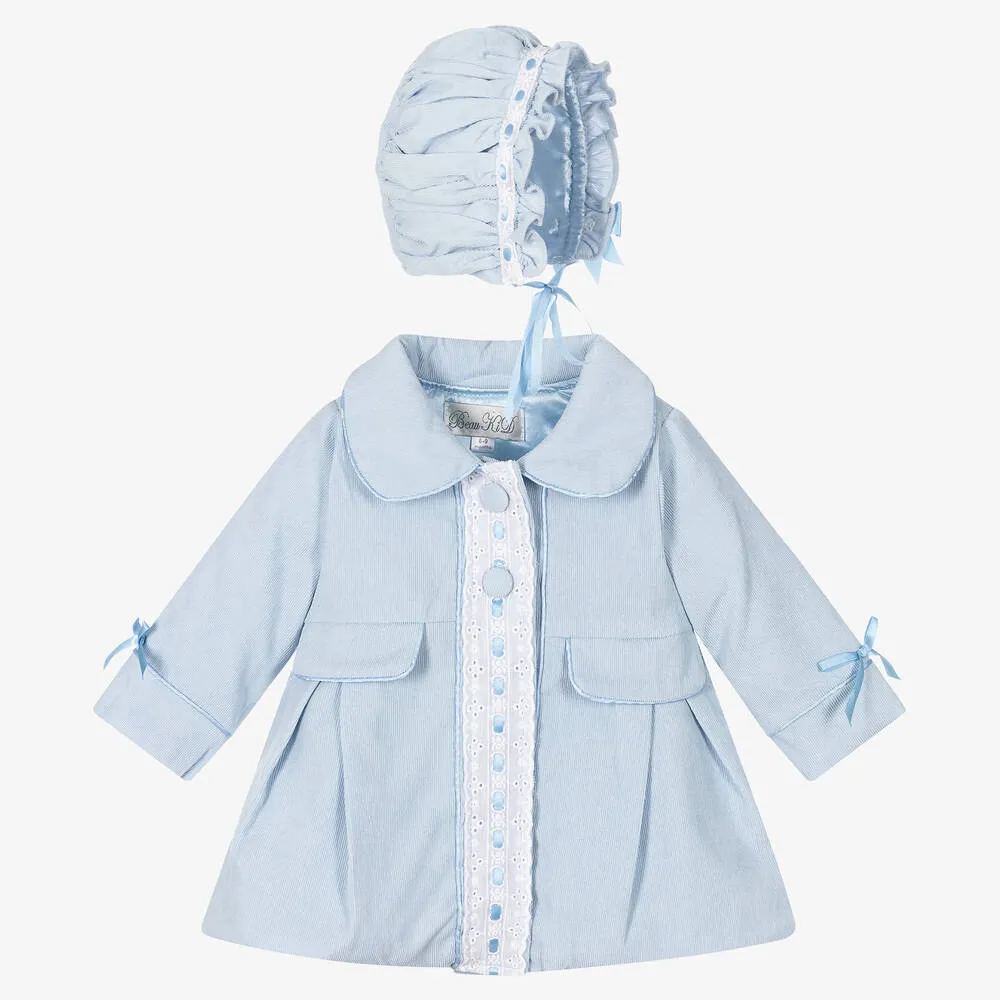 Baby Girls Blue Coat & Bonnet Set