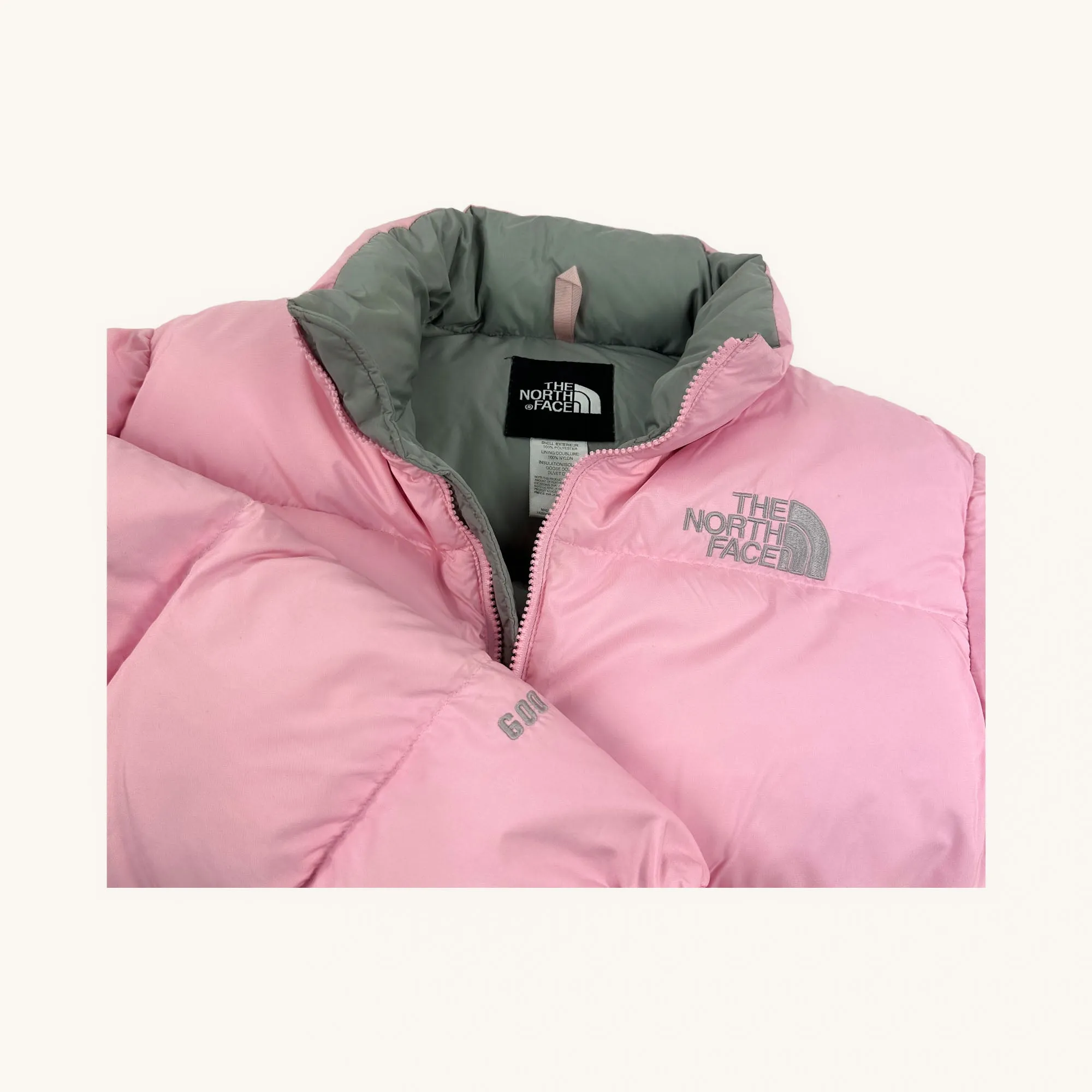 Baby Pink The North Face Nuptse 600 Puffer Jacket Coat (L)