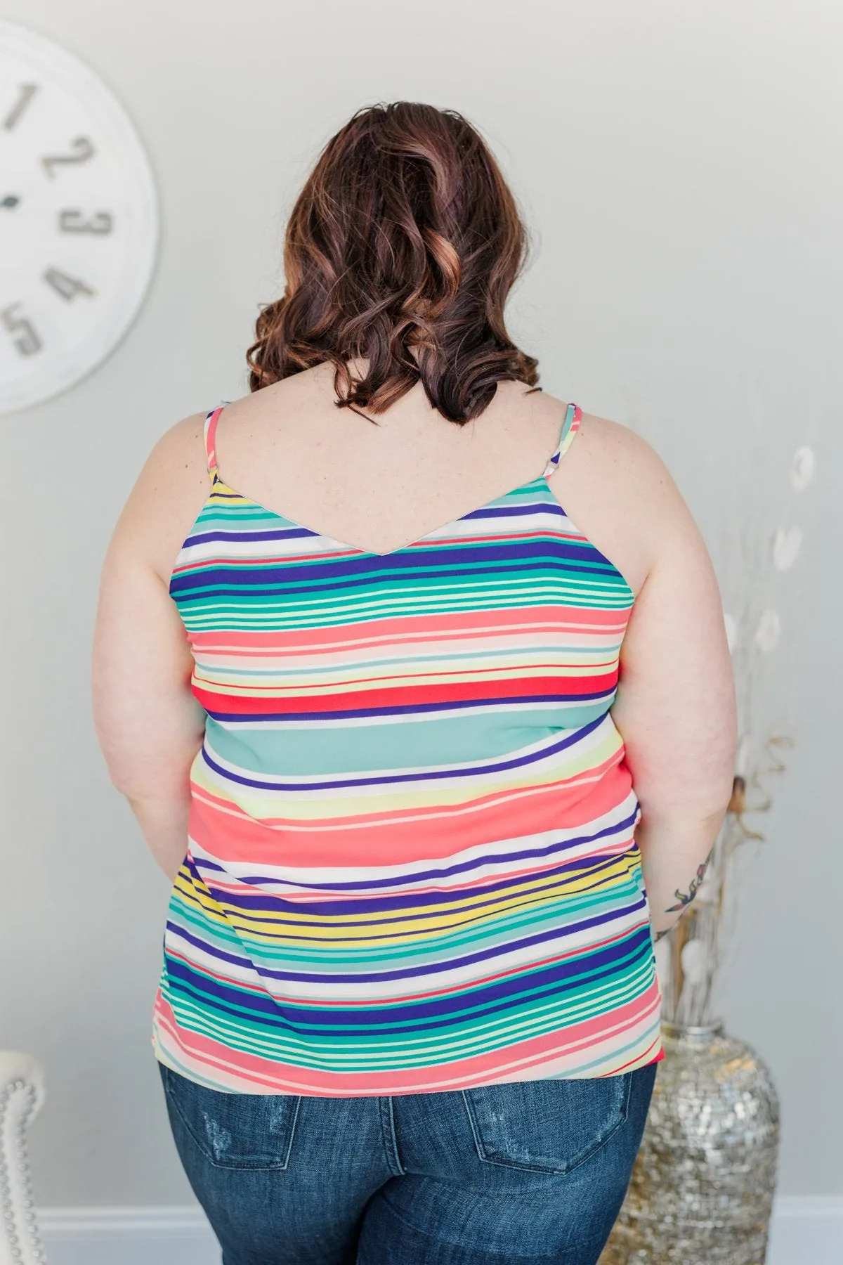 Beautifully Bold Striped Tank Top- Mint Multi-Color