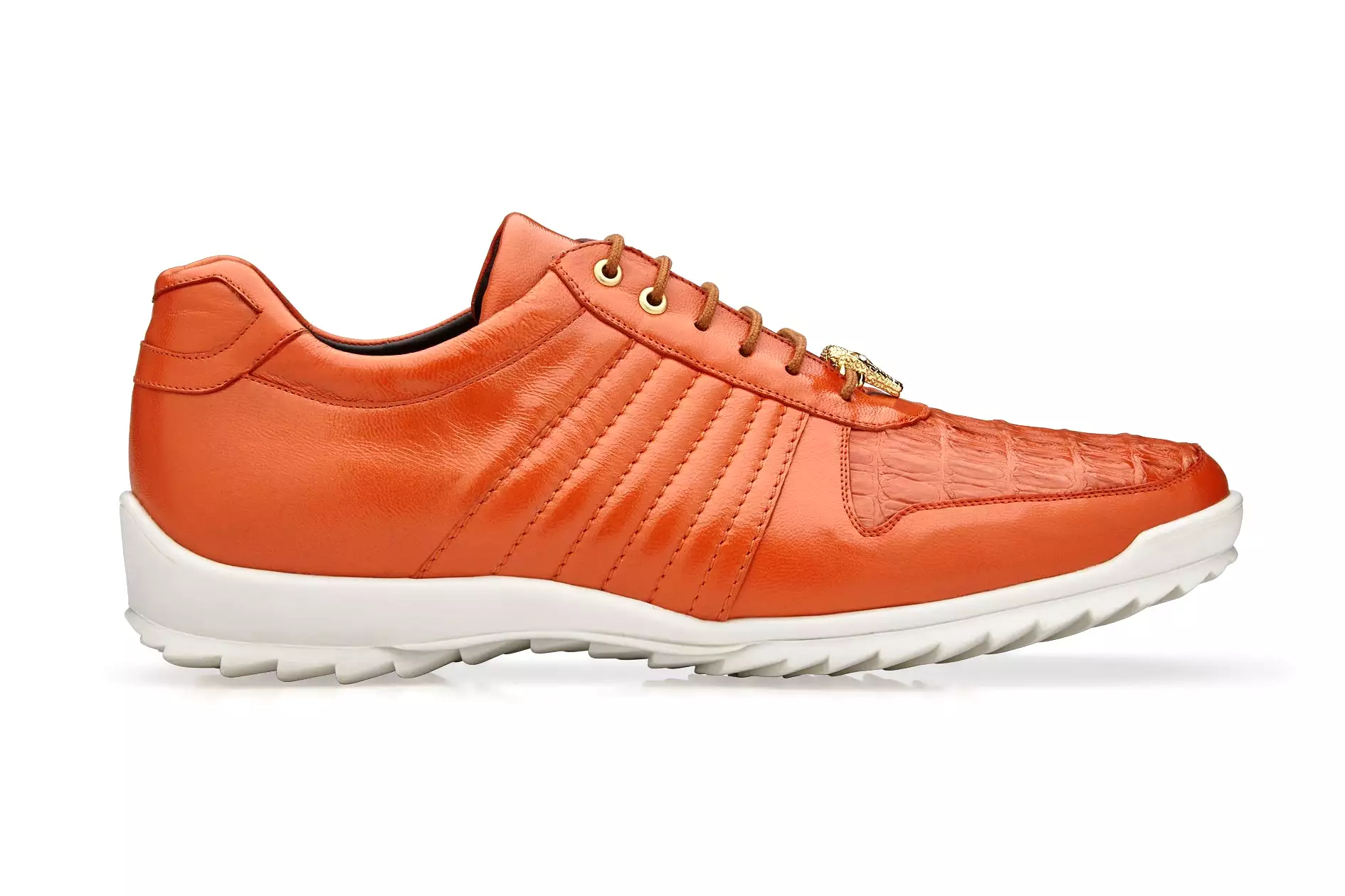 Belvedere - Astor, Genuine Hornback Caiman Crocodile and Soft Calf Sneaker - Orange - 33599