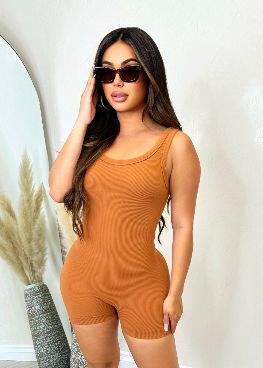 Better Basic Romper Caramel