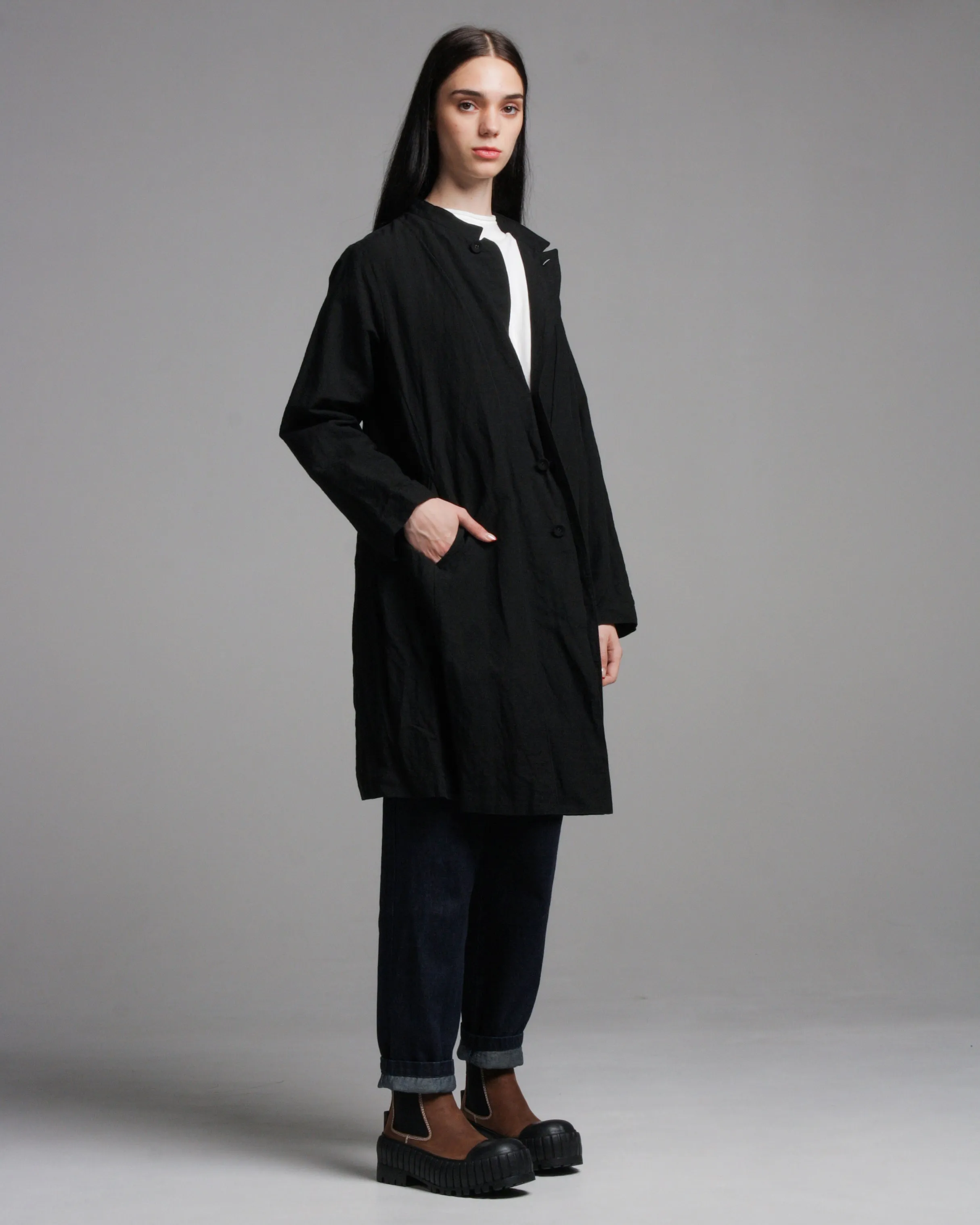 Black Azuma-daki Wrinkle Coat