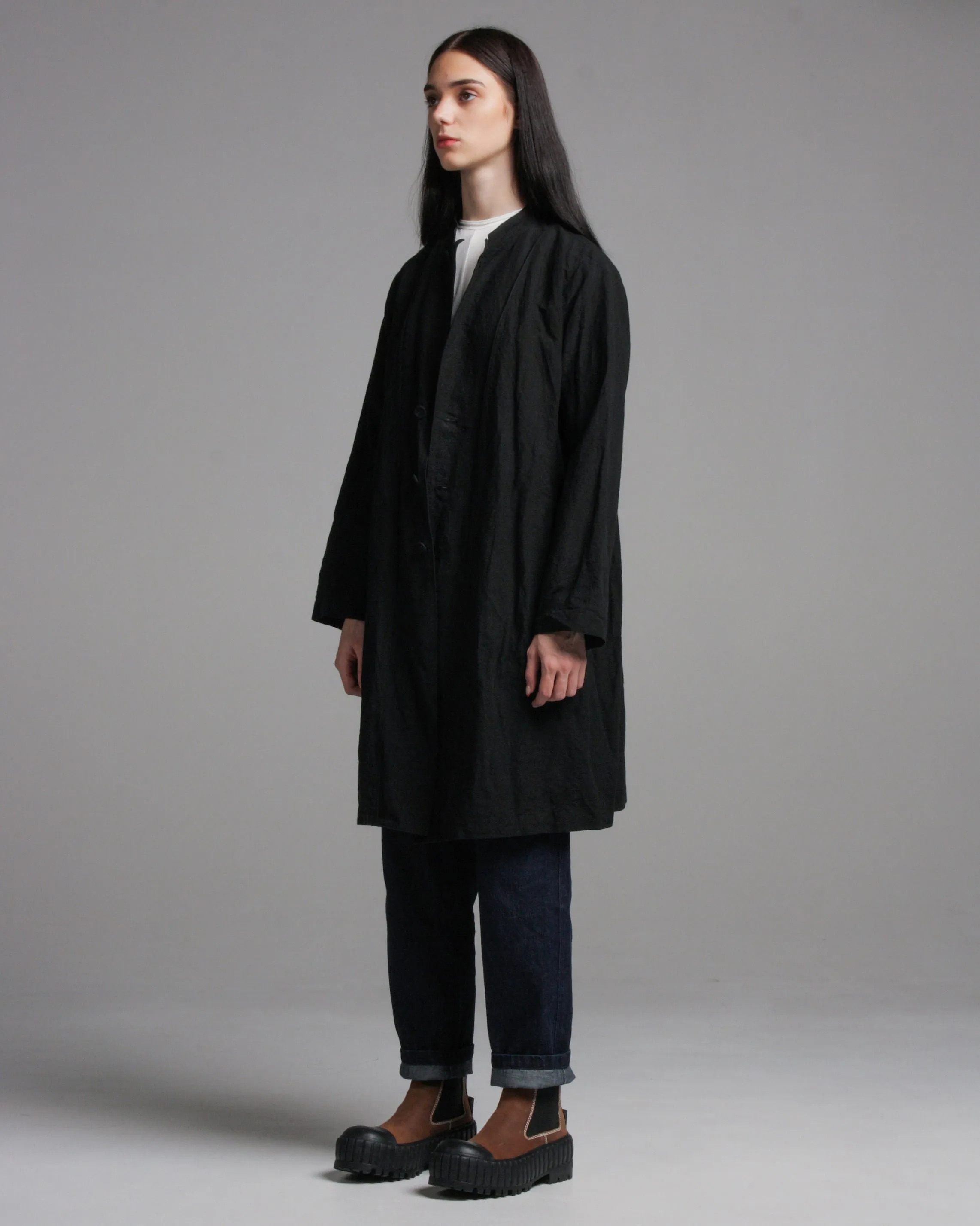 Black Azuma-daki Wrinkle Coat