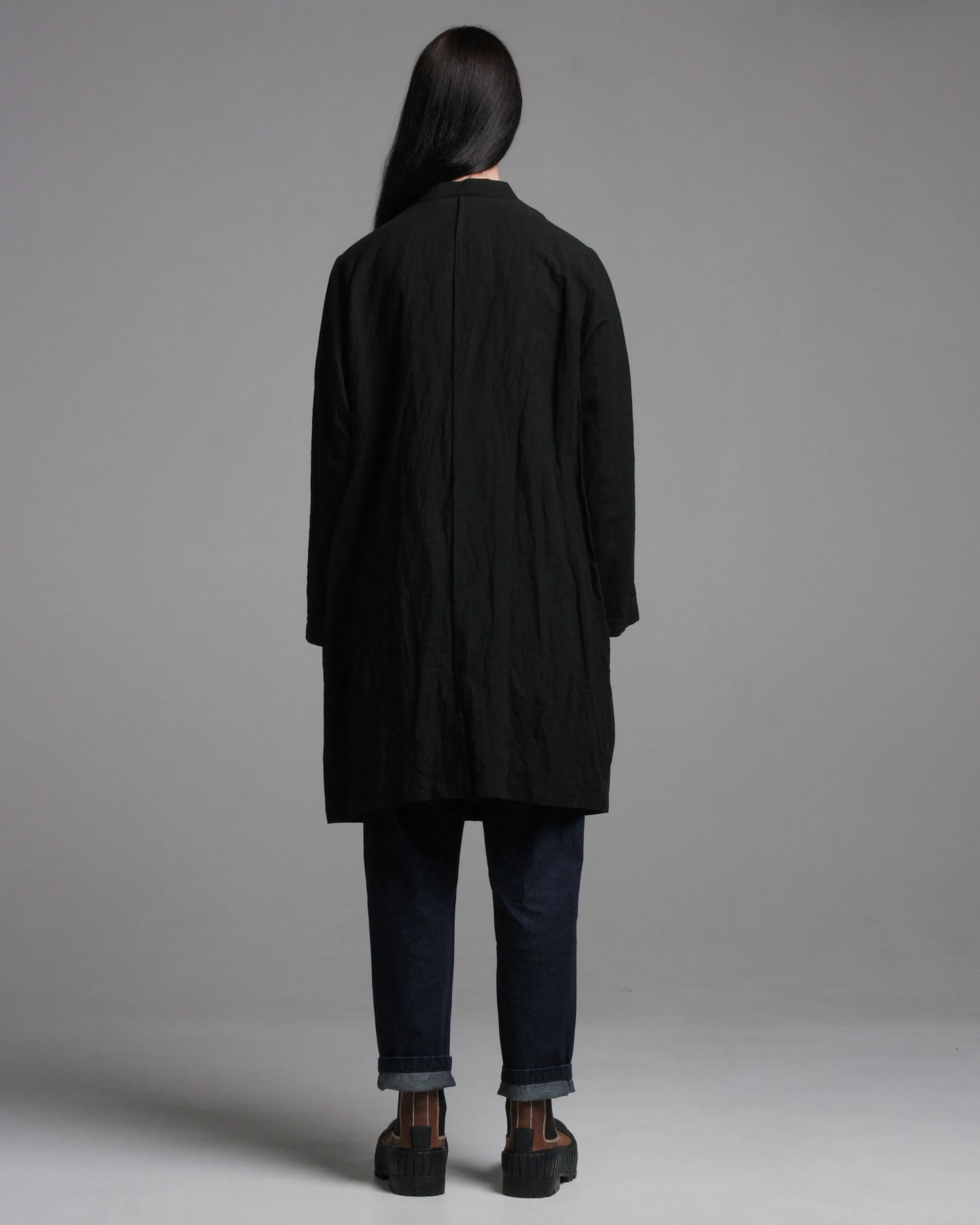 Black Azuma-daki Wrinkle Coat