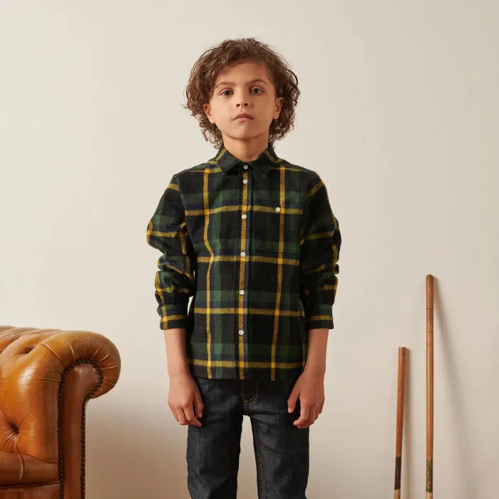 Bonpoint Child Baptiste Shirt Blue Night Plaid