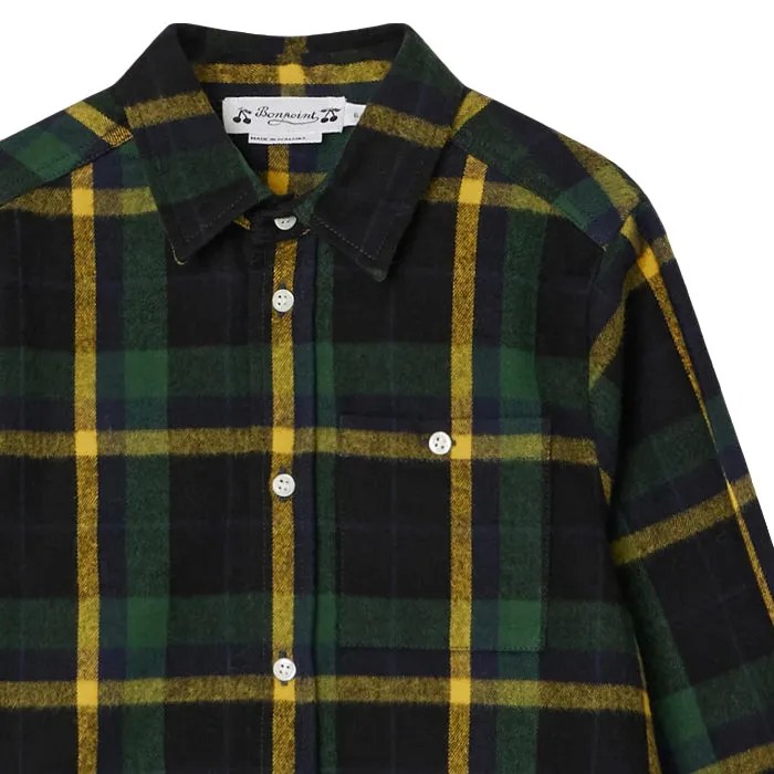 Bonpoint Child Baptiste Shirt Blue Night Plaid