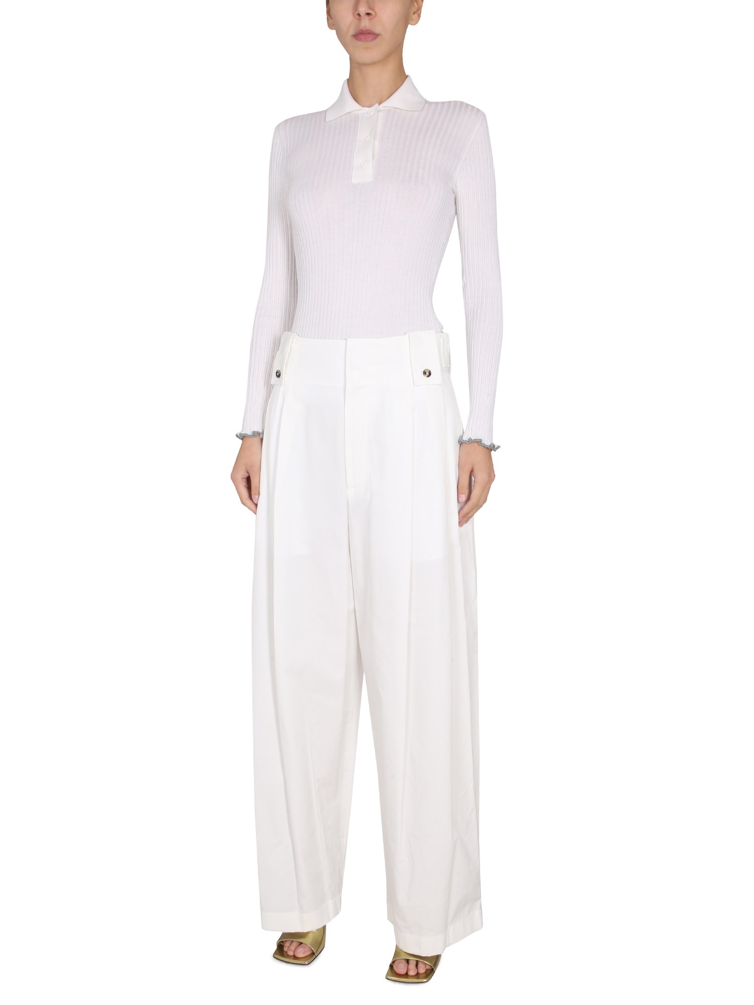 BOTTEGA VENETA    WIDE-LEG PANTS IN COMPACT COTTON