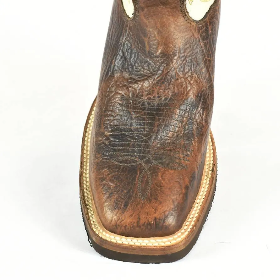 Buffalo Print Leather Square Toe Roper Cowboy Boots-Nocona-MD5331