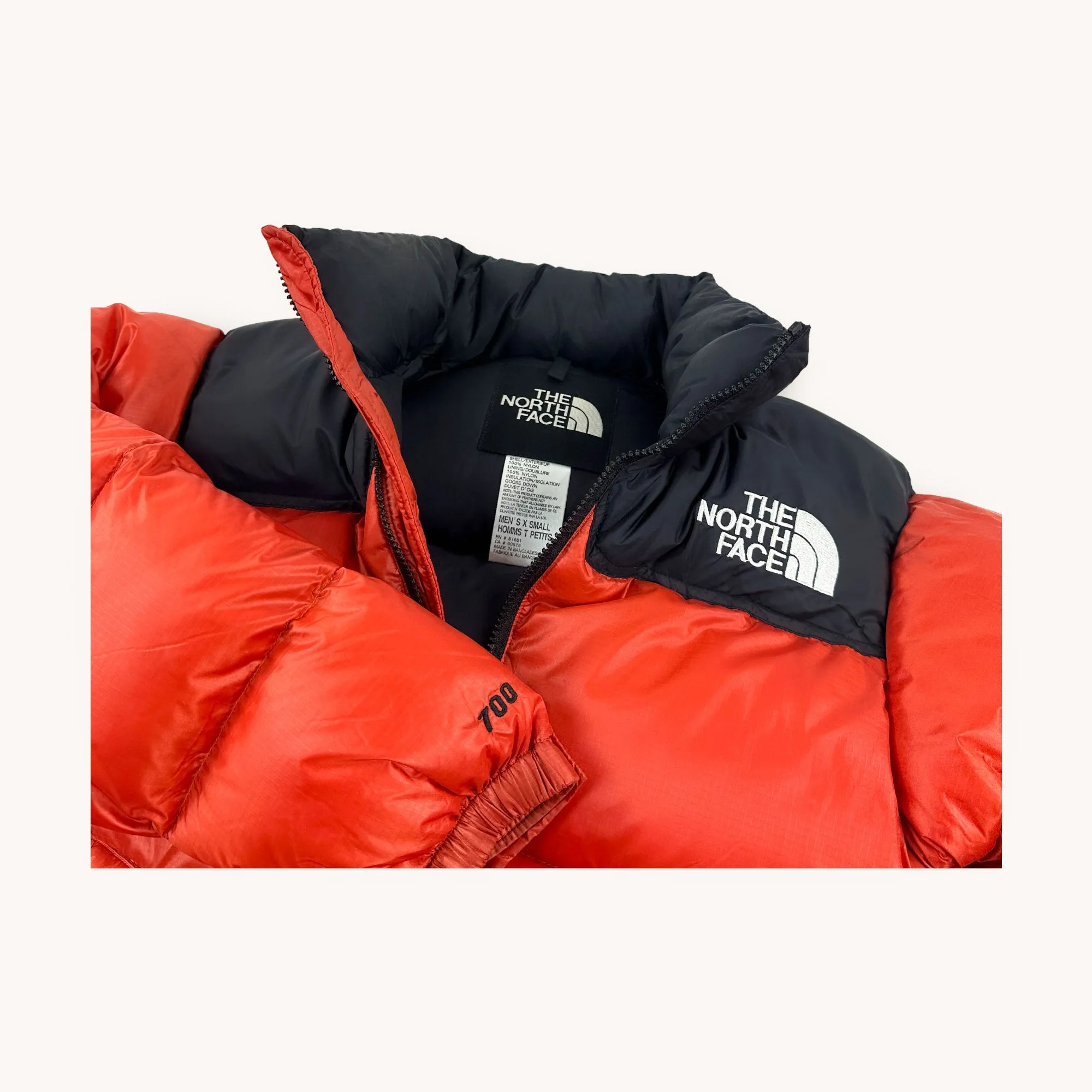 Burnt Orange Black The North Face Nuptse 700 Puffer Jacket Coat (XS)