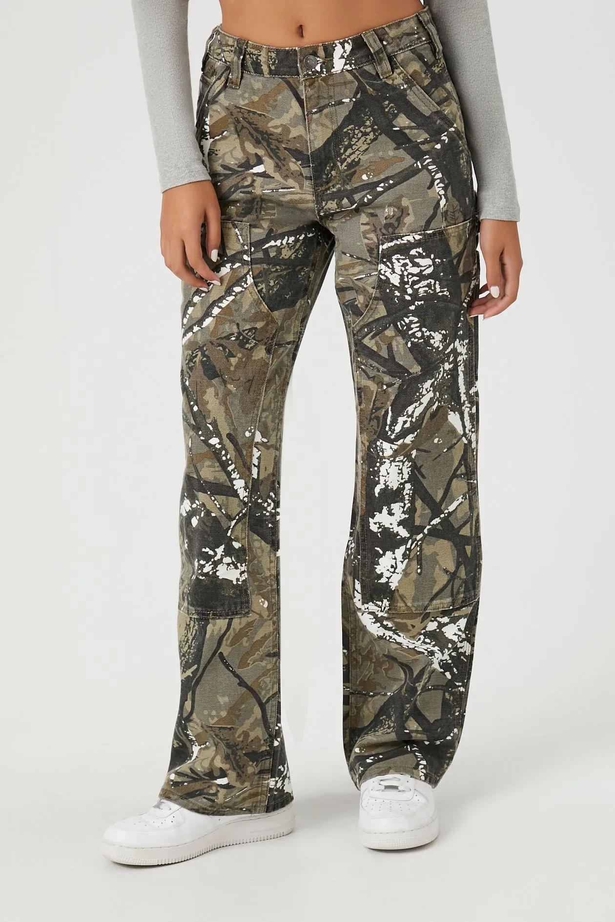 Camo Print Straight Leg Pant