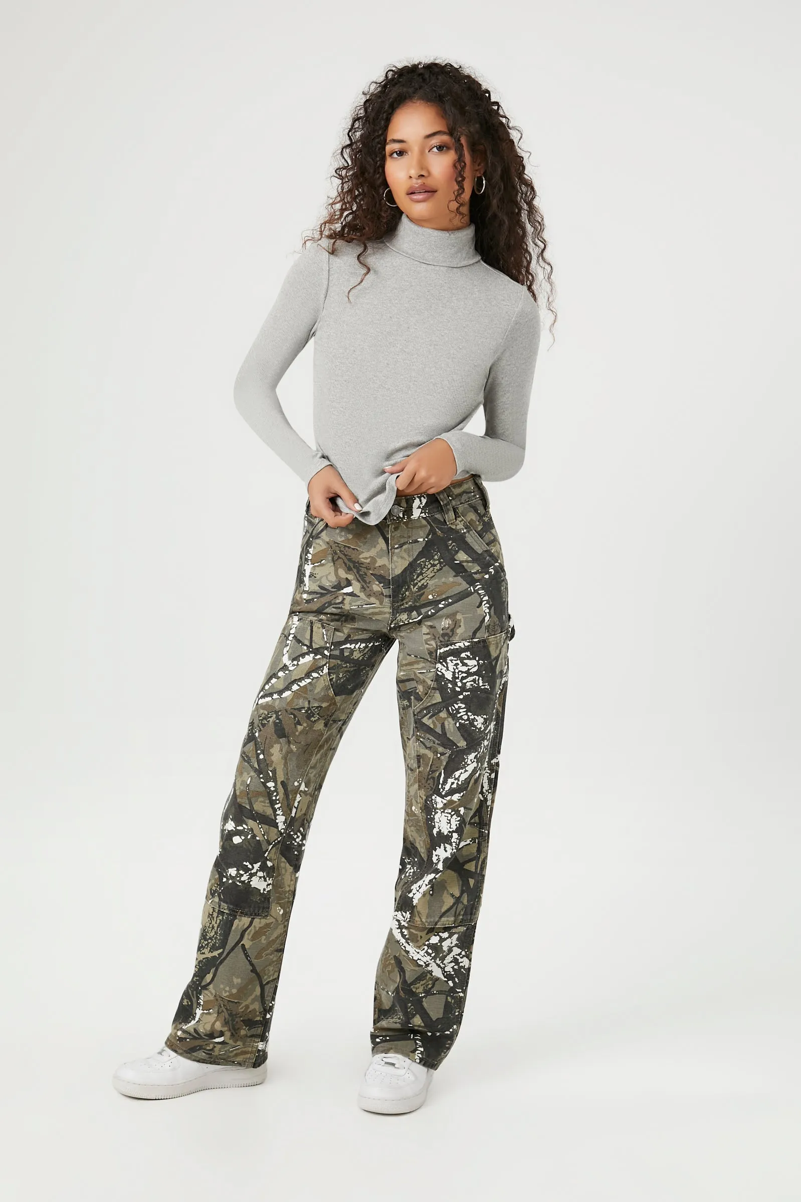 Camo Print Straight Leg Pant