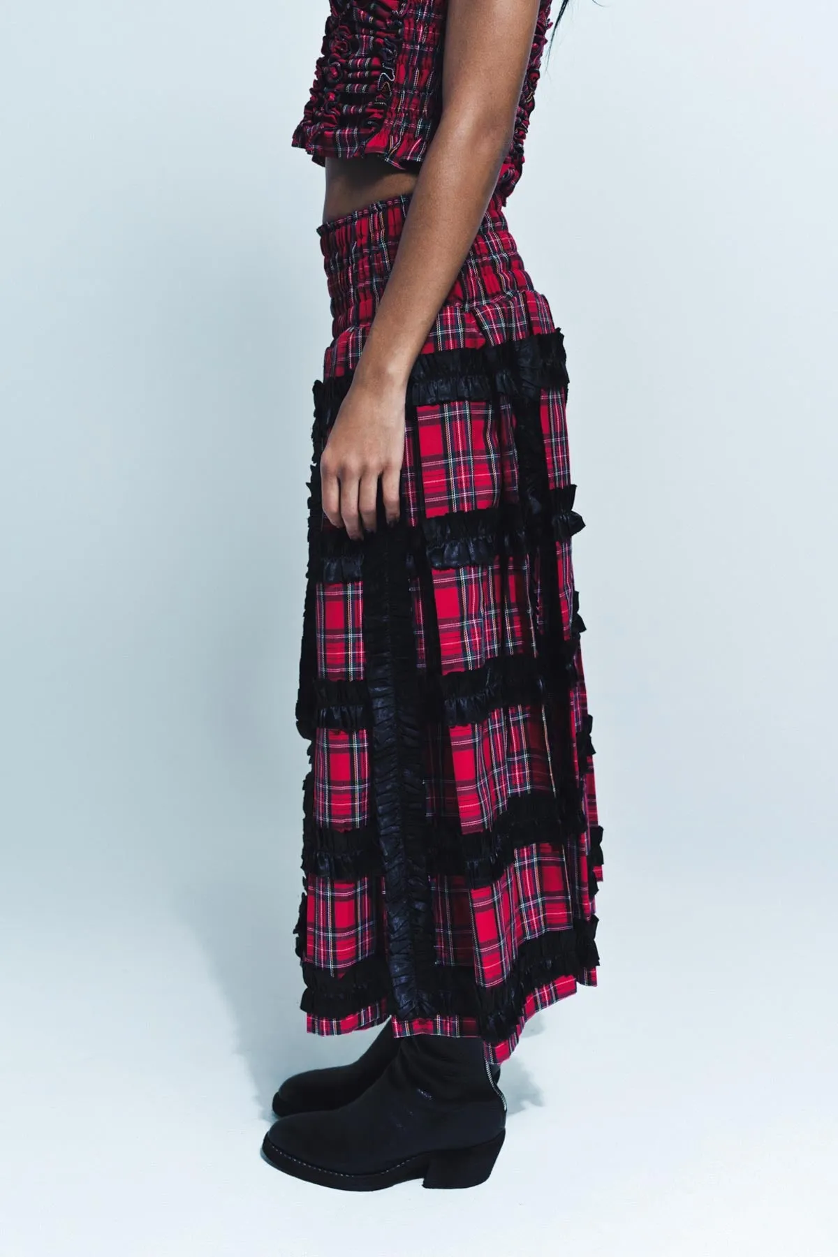 CAROLINE HU | TARTAN FRILL SKIRT