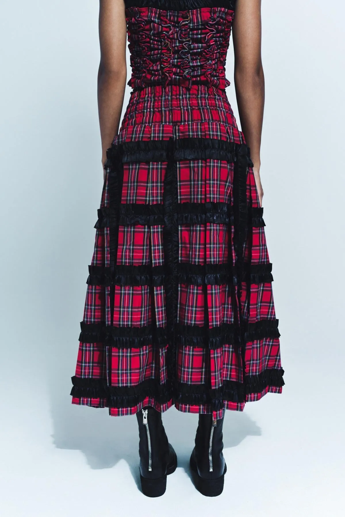 CAROLINE HU | TARTAN FRILL SKIRT