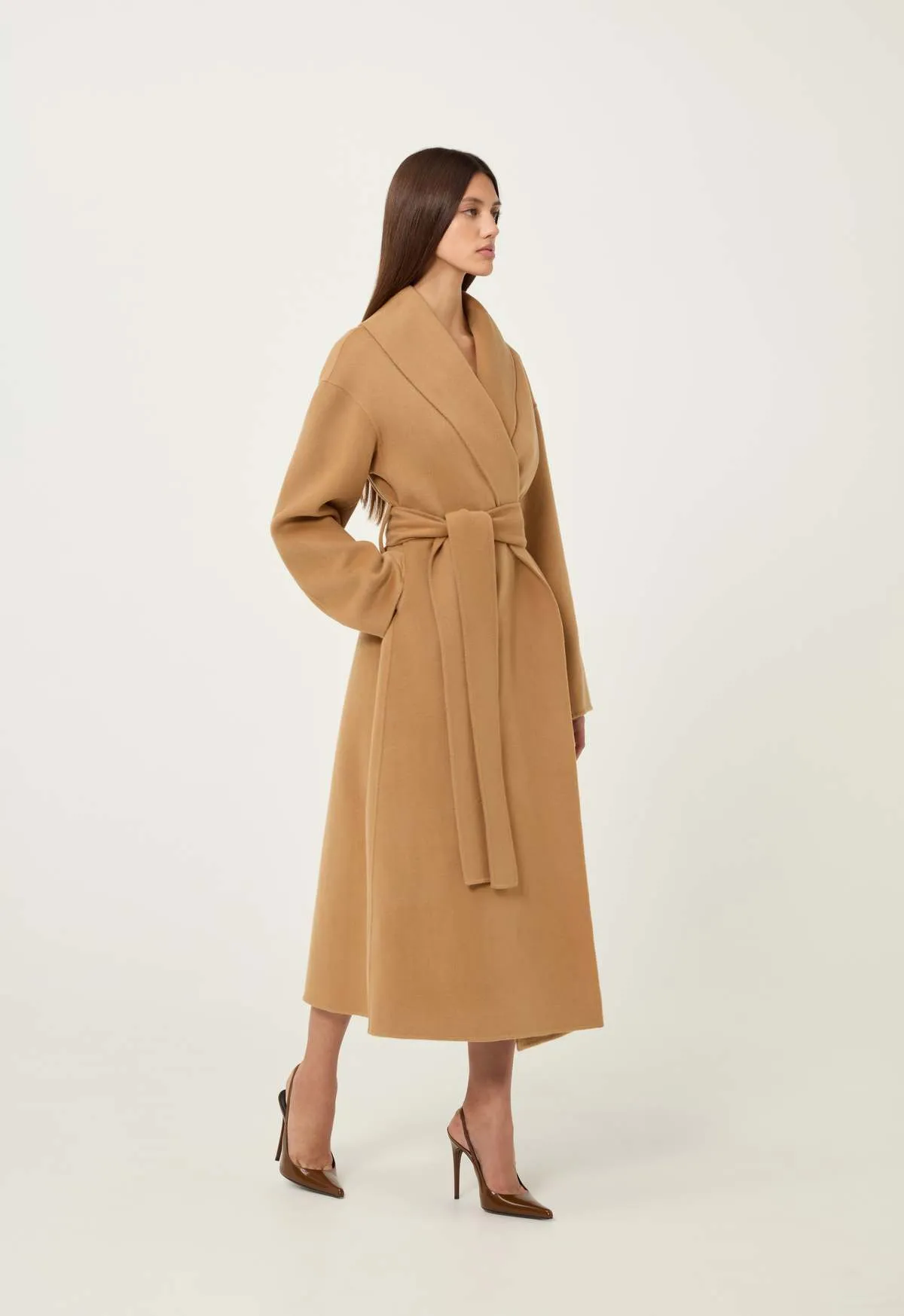 Cashmere Wrap Coat - Tan