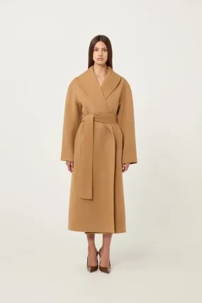 Cashmere Wrap Coat - Tan