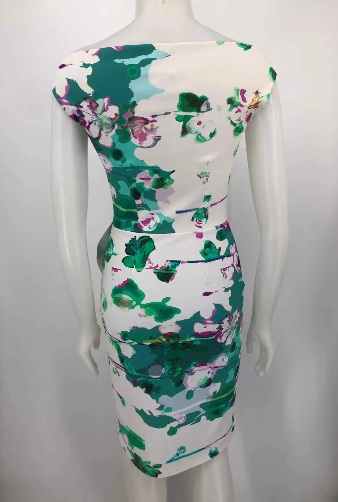 CHIARA BONI White Green Multi Made in Italy Abstract Floral Dress