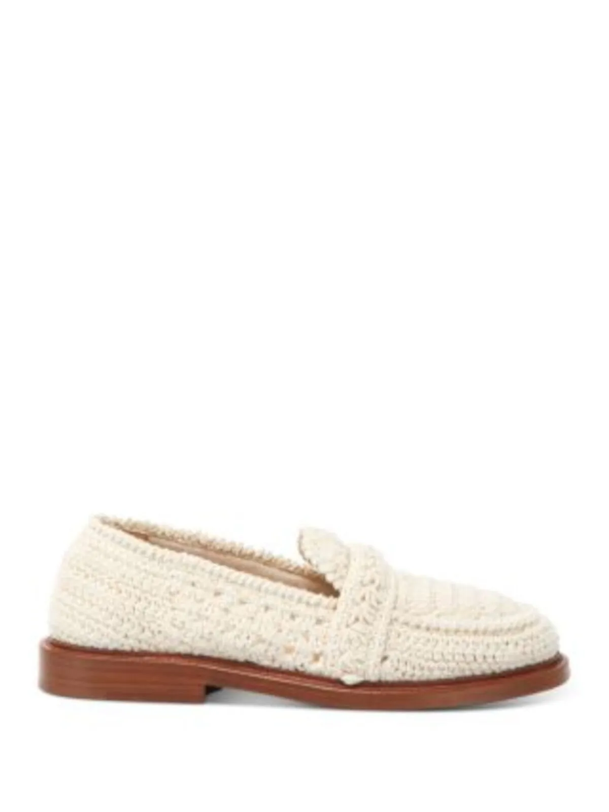 CHLOE Womens Ivory Crochet Kayla Round Toe Slip On Loafers Shoes