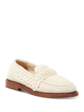 CHLOE Womens Ivory Crochet Kayla Round Toe Slip On Loafers Shoes