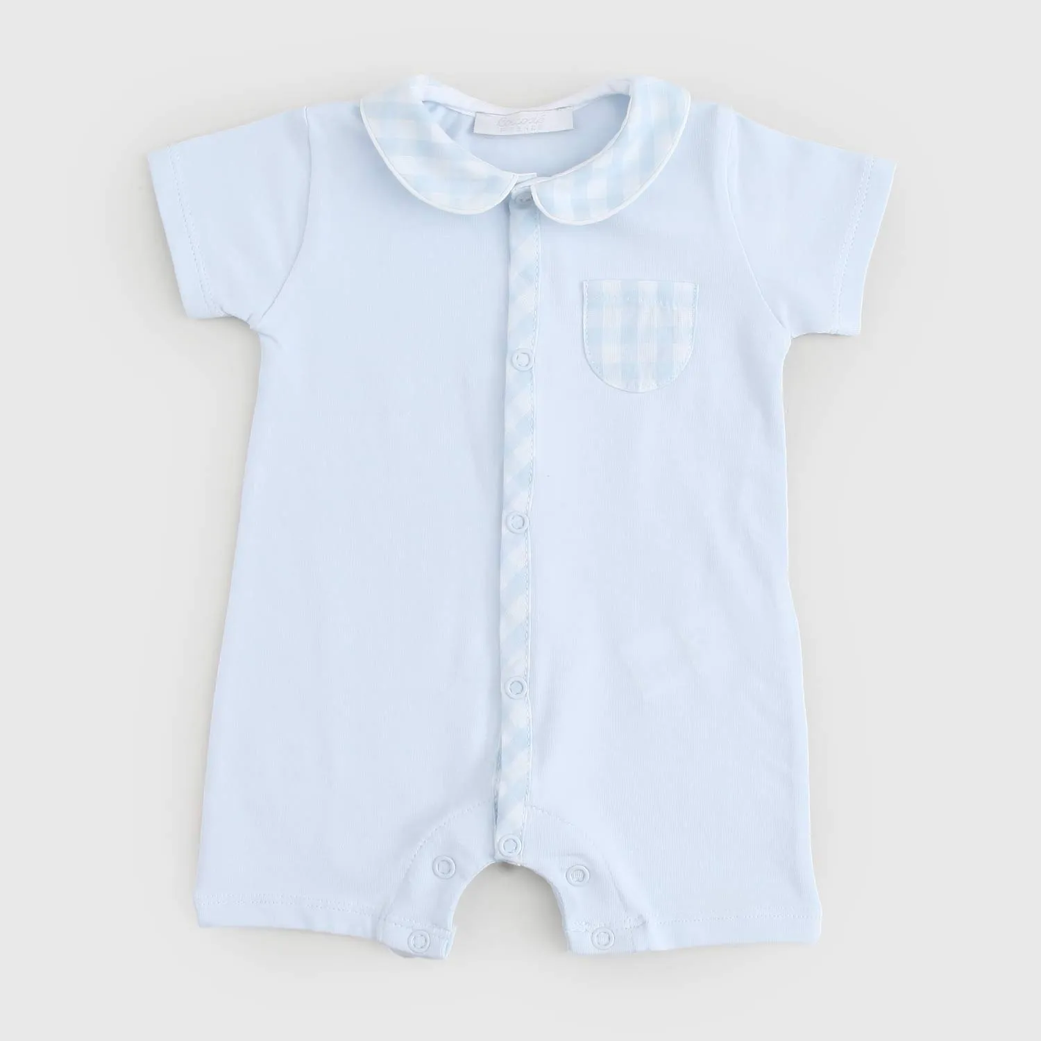 Coccode' Checked Light Blue Romper