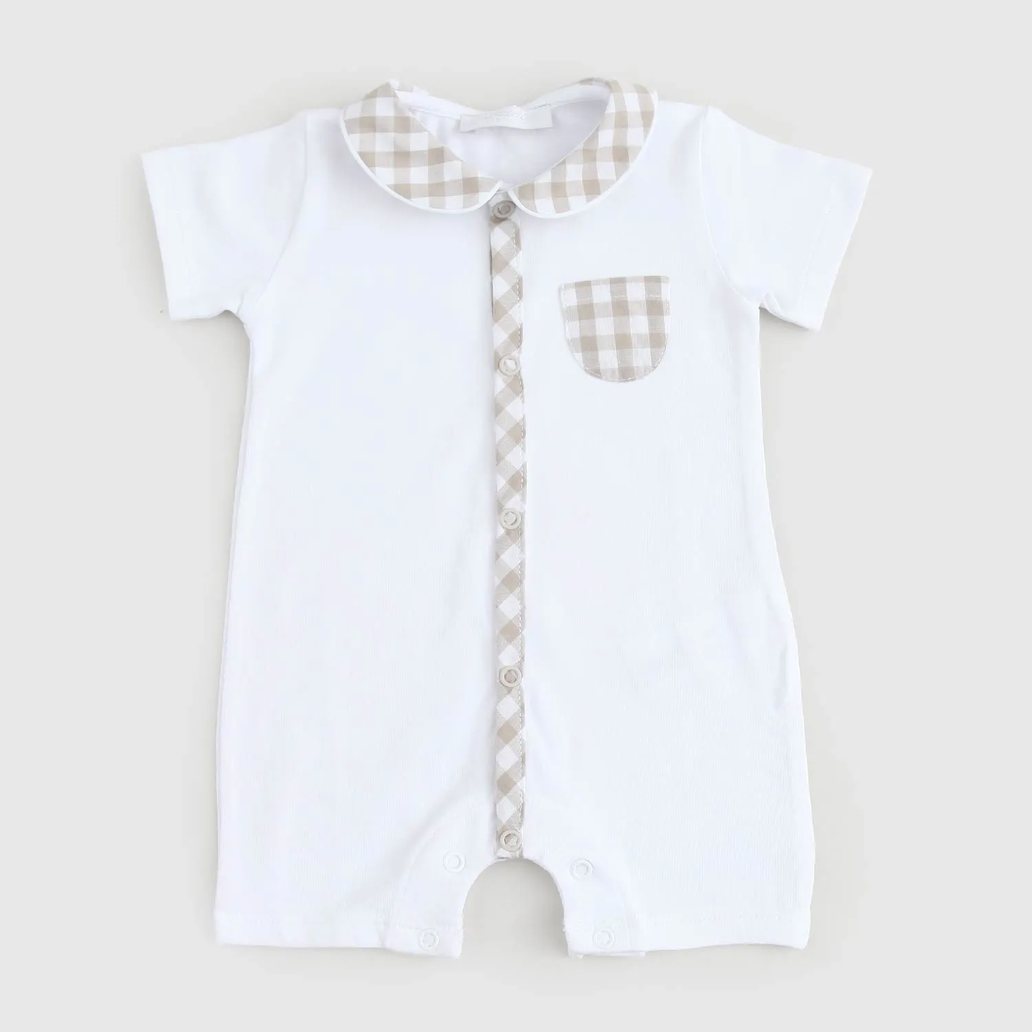 Coccode' White Romper And Sand Checks