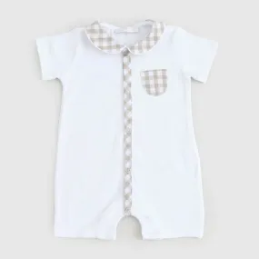 Coccode' White Romper And Sand Checks