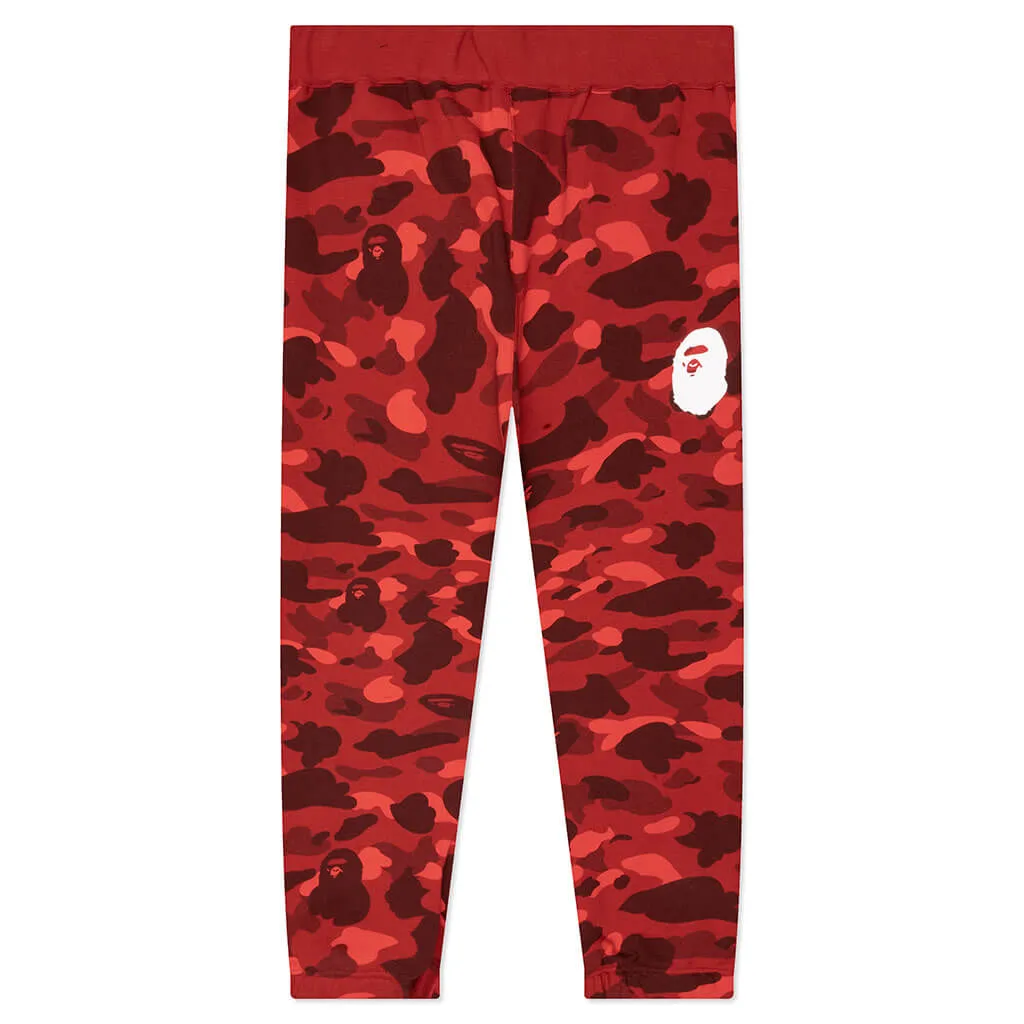 Color Camo Wide Fit Sweat Pants - Red