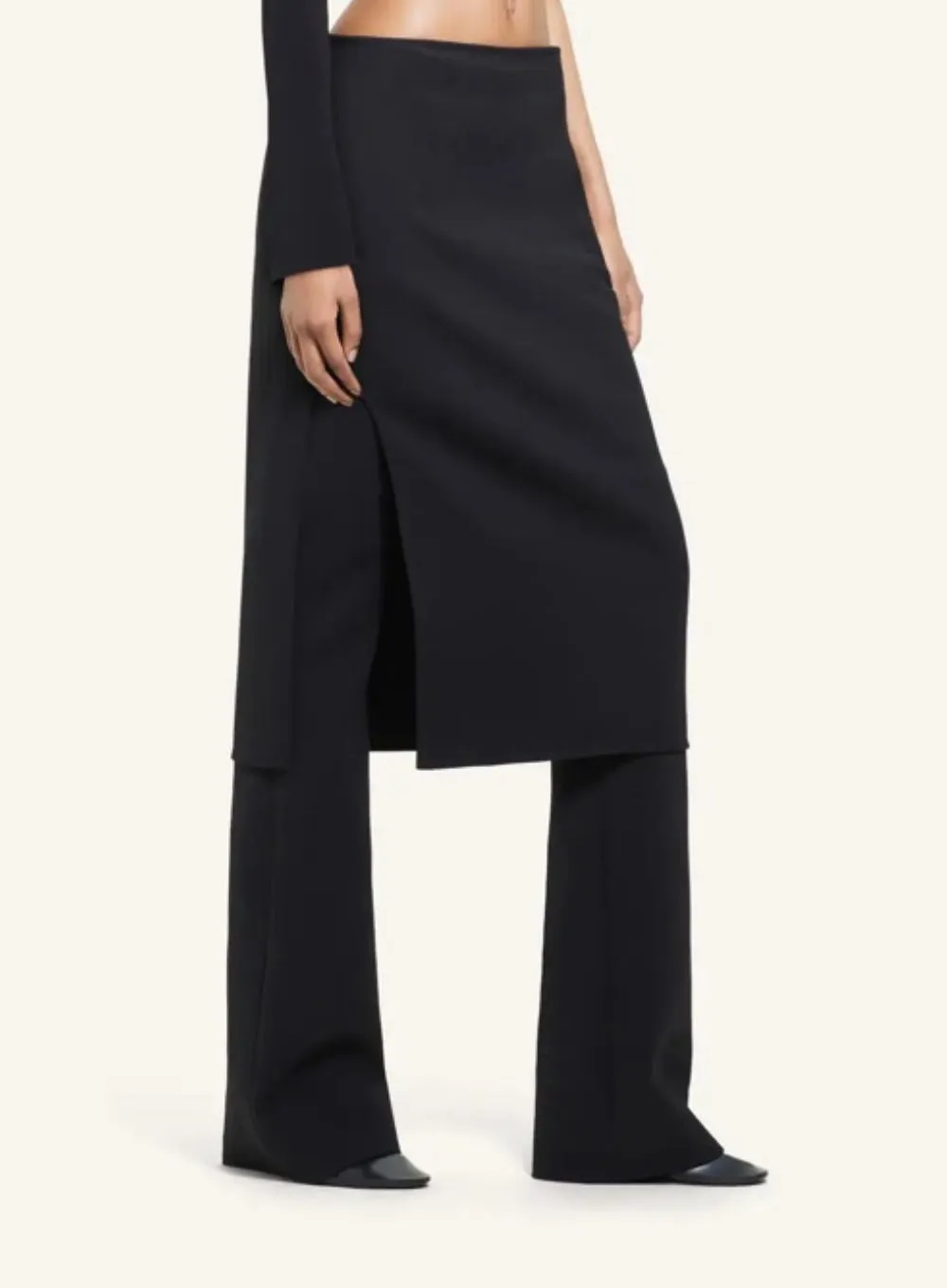 COURRGES | Oblique Tailored Wool Long Skirt