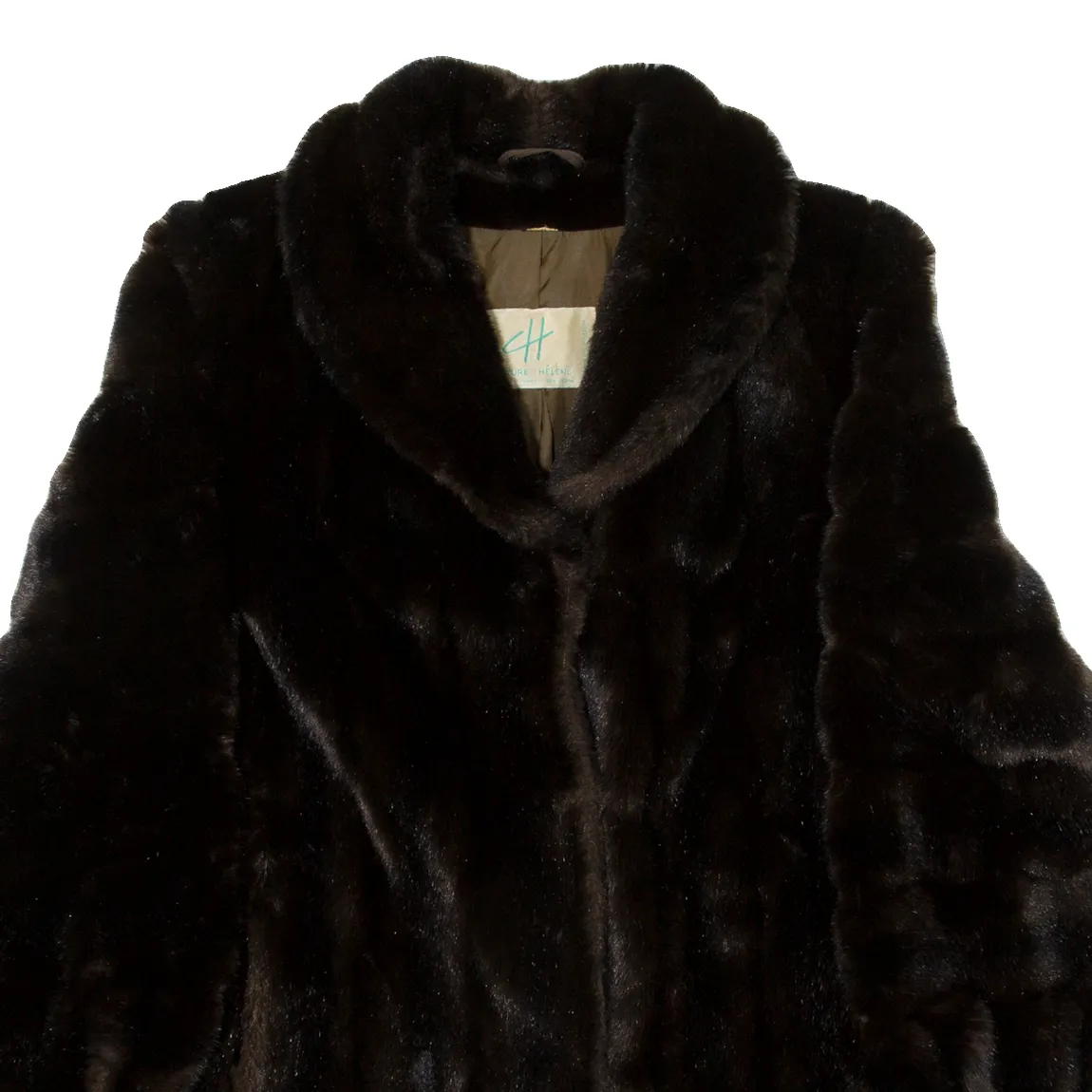 COUTURE HELENE Faux Fur Womens Overcoat Coat Brown M