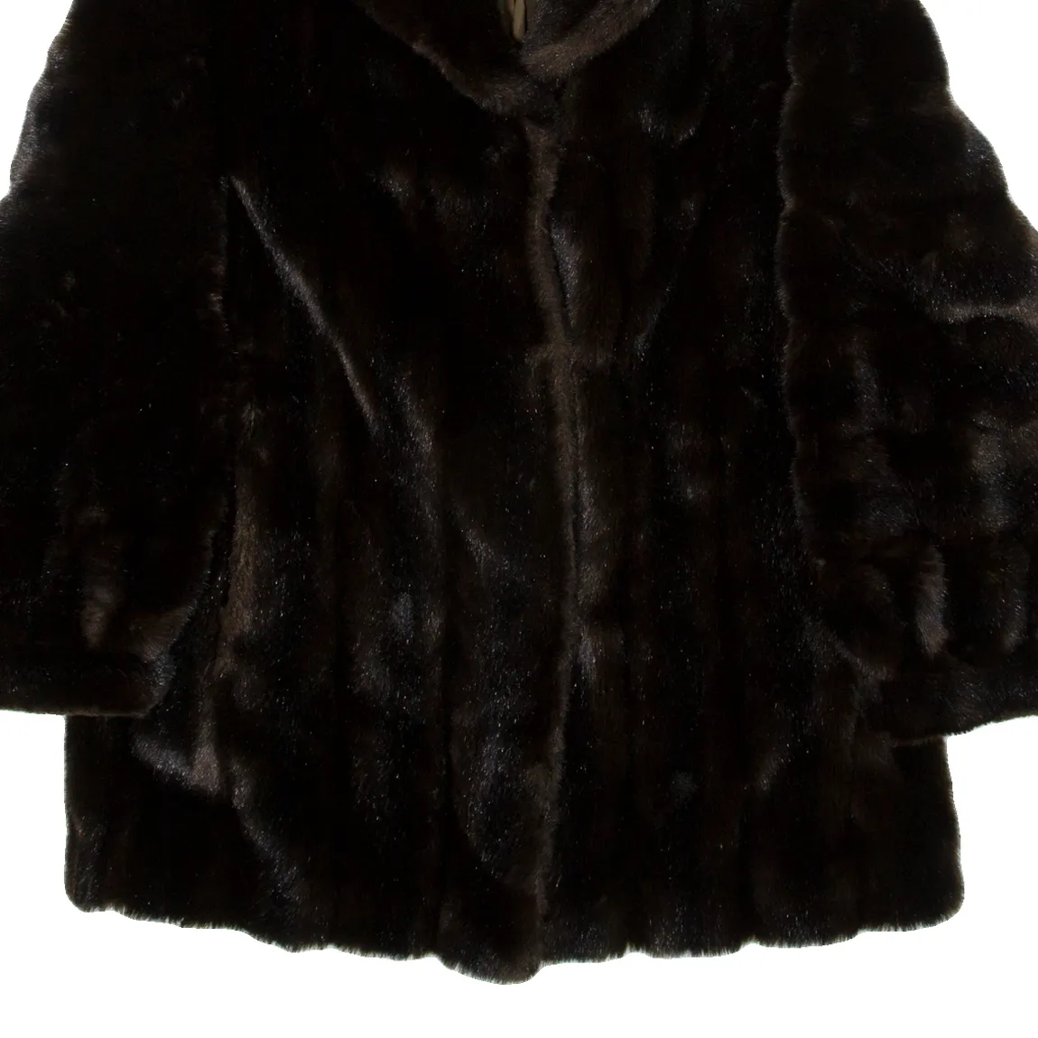 COUTURE HELENE Faux Fur Womens Overcoat Coat Brown M