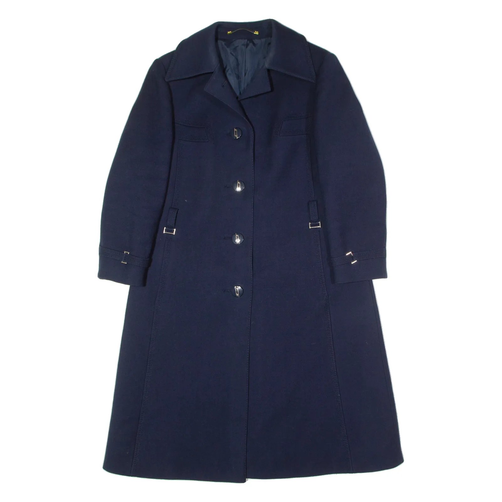 CREATION EXQUISITE Womens Trench Coat Blue Wool UK 14