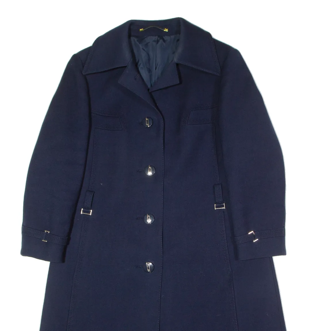 CREATION EXQUISITE Womens Trench Coat Blue Wool UK 14