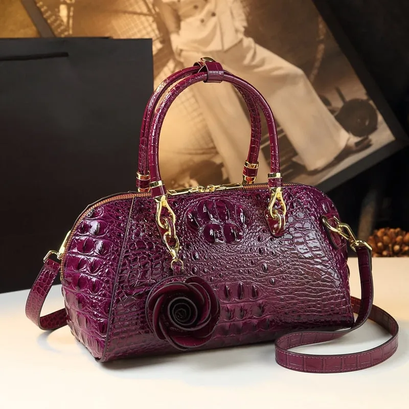 Crocodile Pattern Tassel Decor Shoulder Messenger Handbag for Women