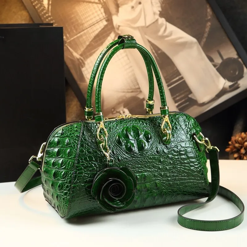 Crocodile Pattern Tassel Decor Shoulder Messenger Handbag for Women