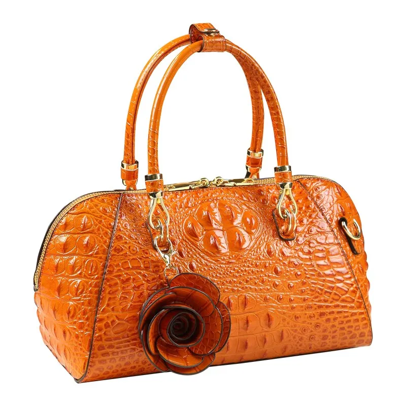 Crocodile Pattern Tassel Decor Shoulder Messenger Handbag for Women