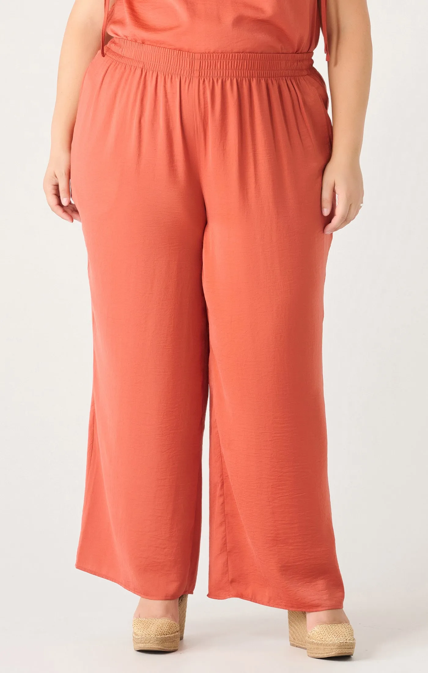 Dex Plus Flowy Wide Leg Pants In Copper