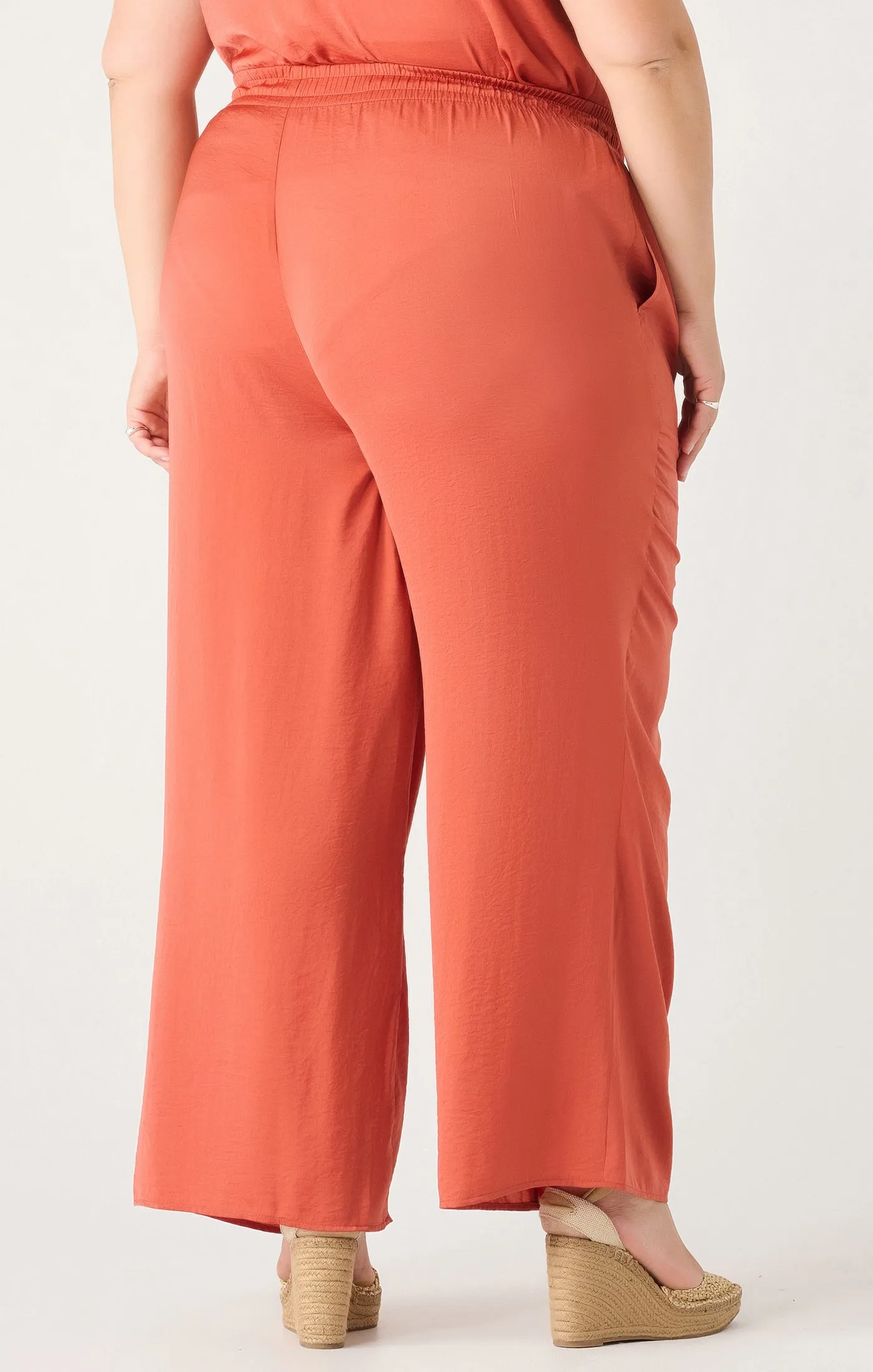 Dex Plus Flowy Wide Leg Pants In Copper