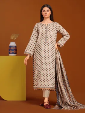 edenrobe Allure Printed Khaddar Unstitched 3Pc Suit EWU23A3-27037-3P