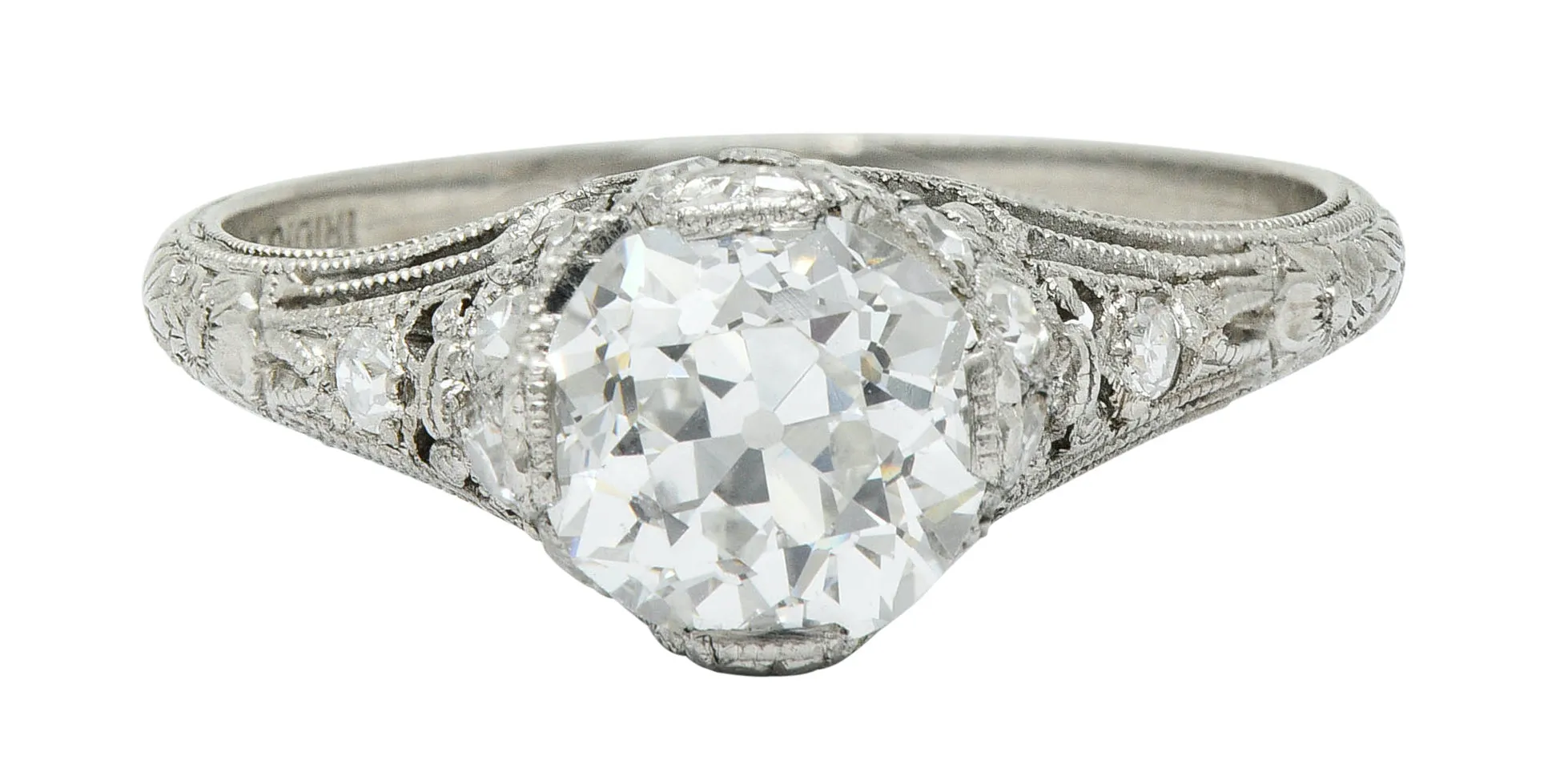 Edwardian 1.36 CTW Diamond Platinum Engagement Ring GIA