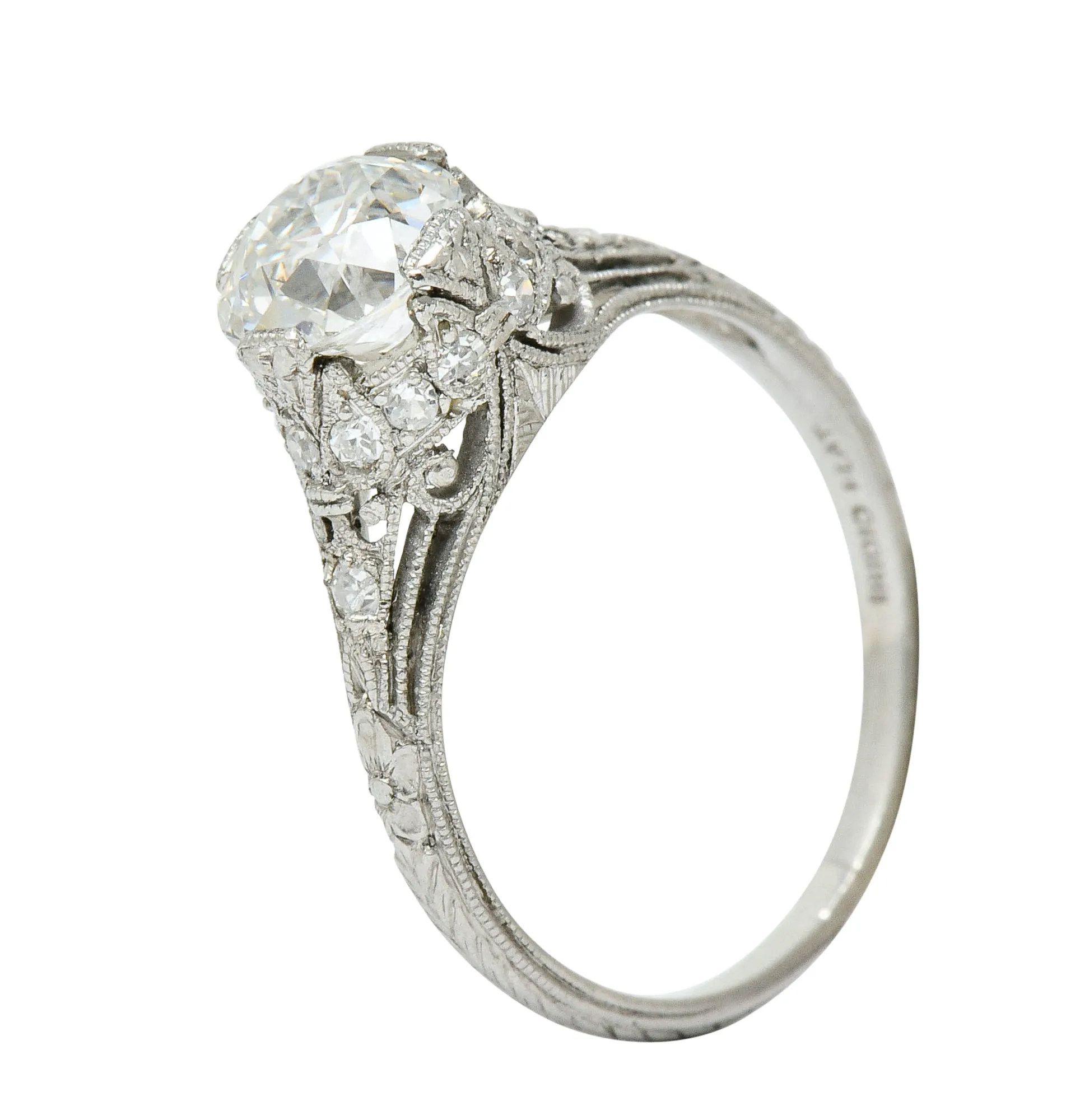 Edwardian 1.36 CTW Diamond Platinum Engagement Ring GIA