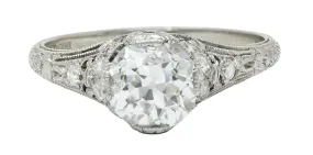 Edwardian 1.36 CTW Diamond Platinum Engagement Ring GIA