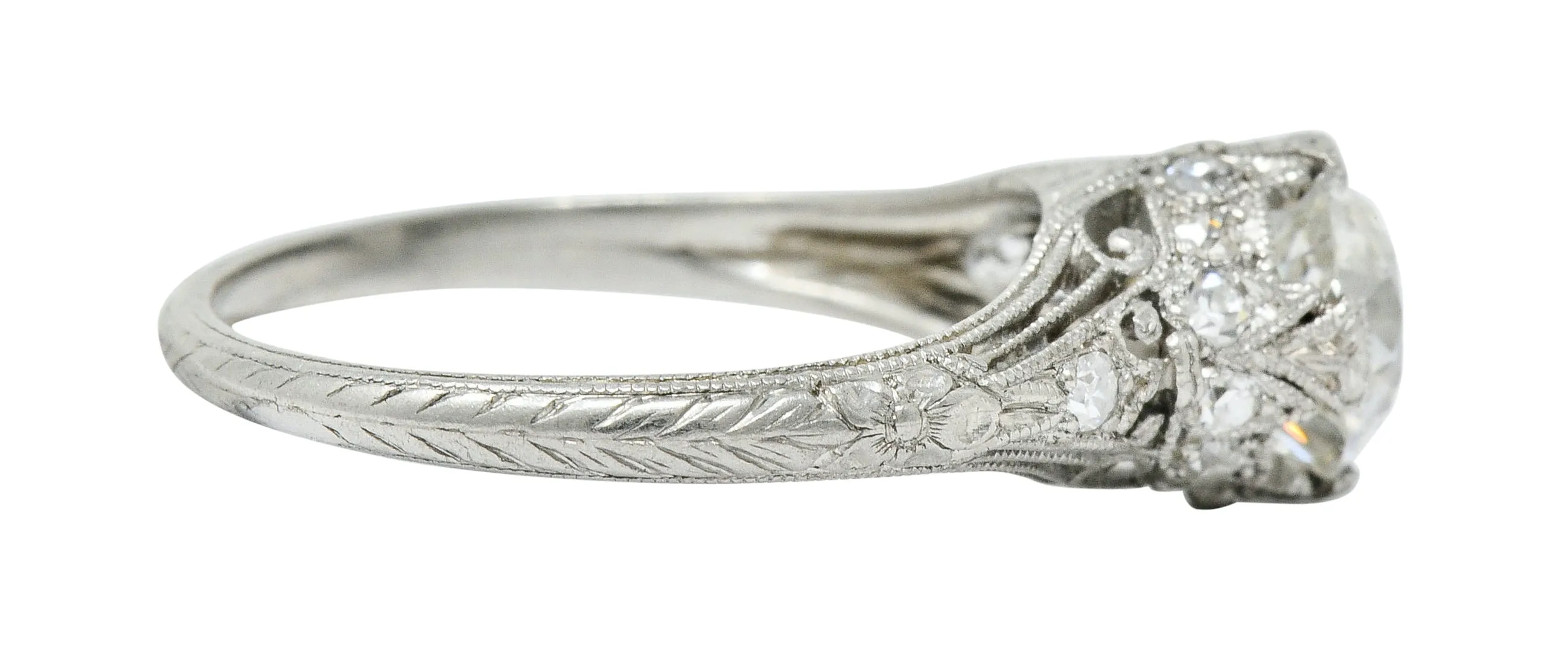 Edwardian 1.36 CTW Diamond Platinum Engagement Ring GIA