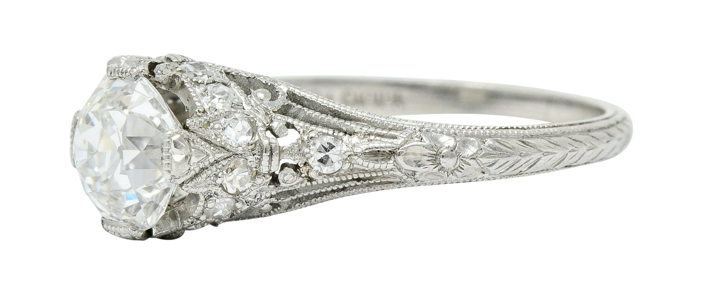 Edwardian 1.36 CTW Diamond Platinum Engagement Ring GIA