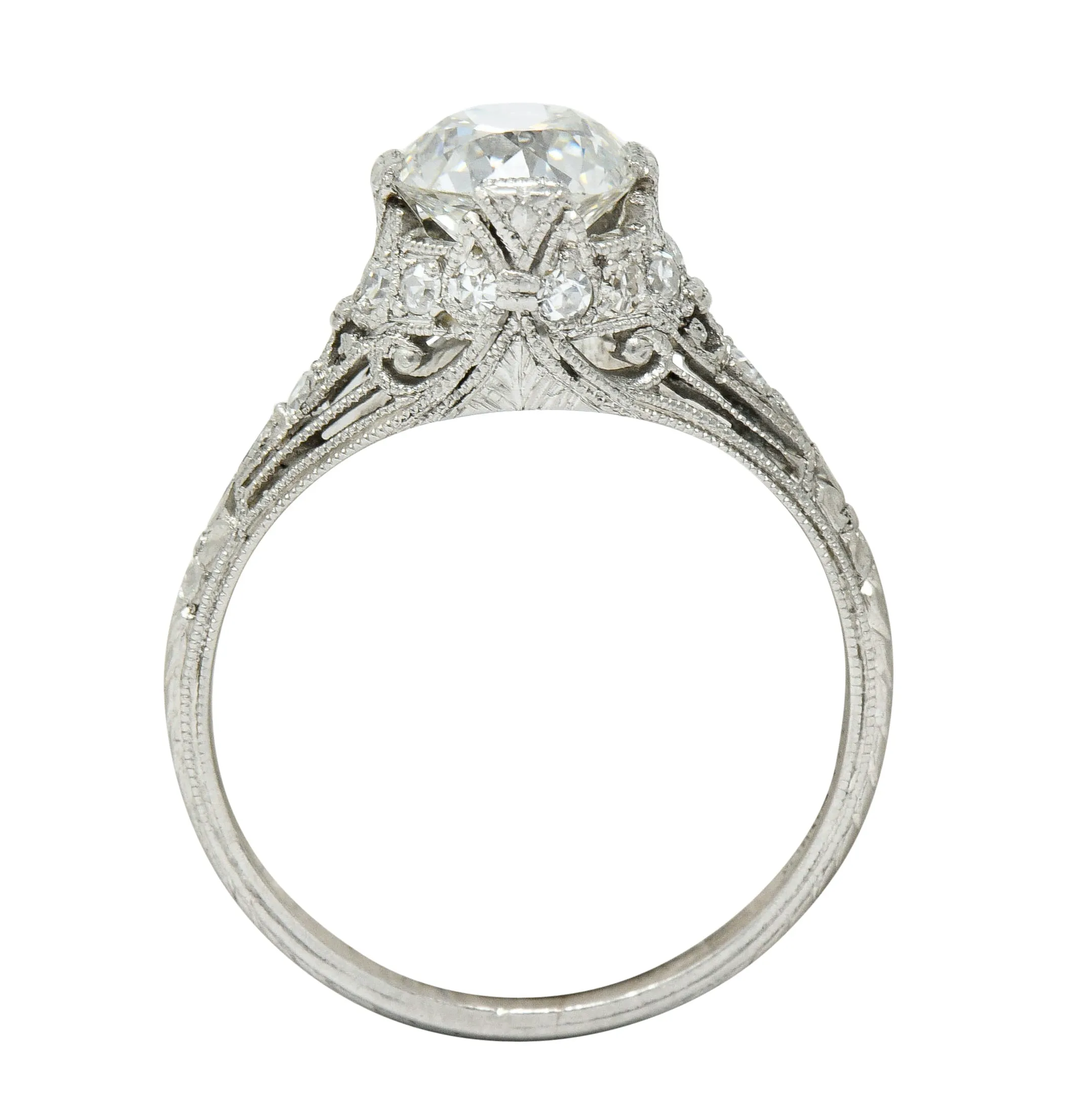 Edwardian 1.36 CTW Diamond Platinum Engagement Ring GIA